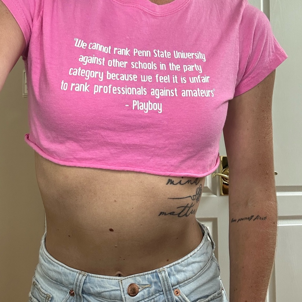 PLAYBOY Pink Fitted Crop T-Shirt